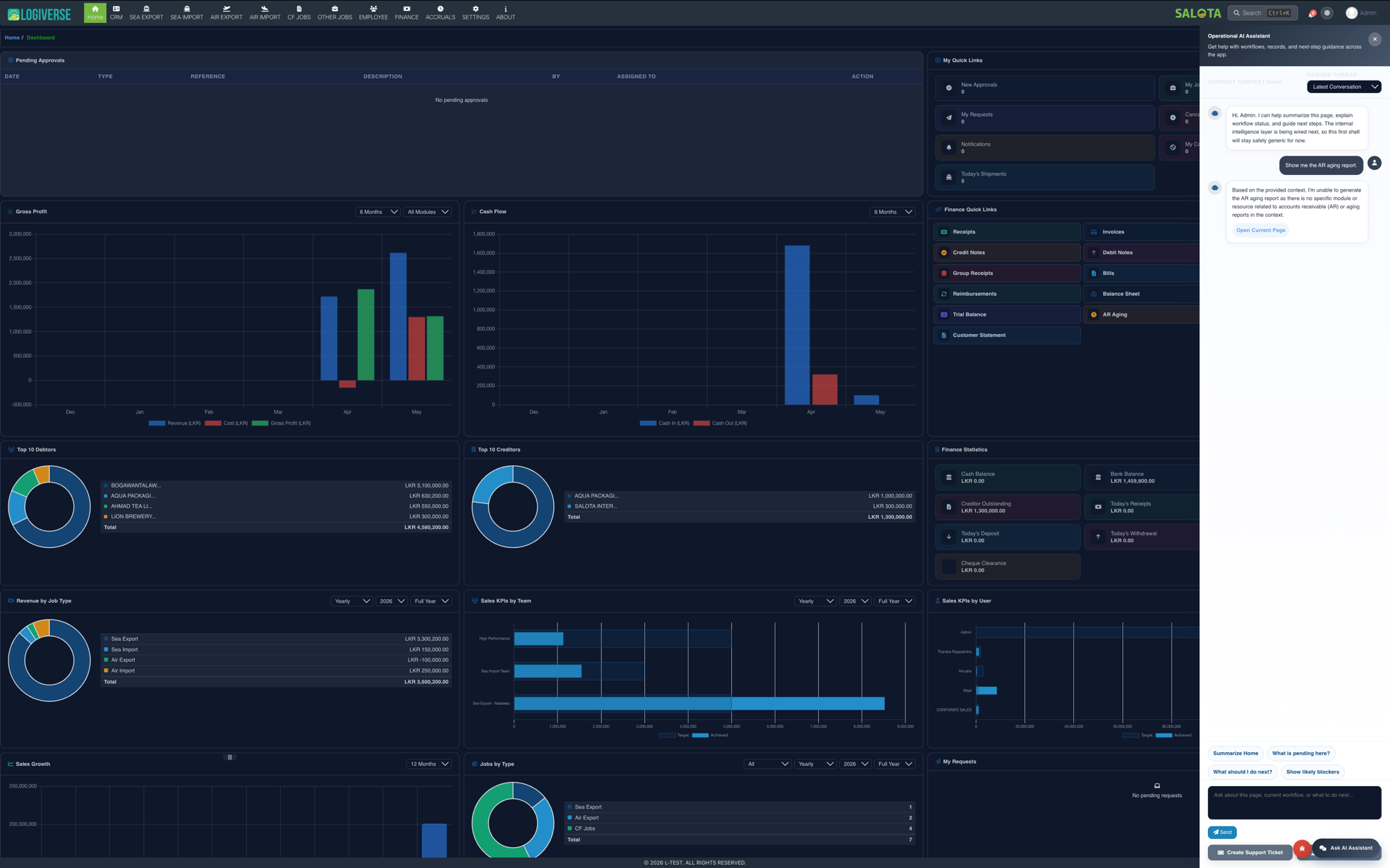 Logiverse ERP Dashboard